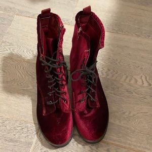 Red Velvet Combat Boot